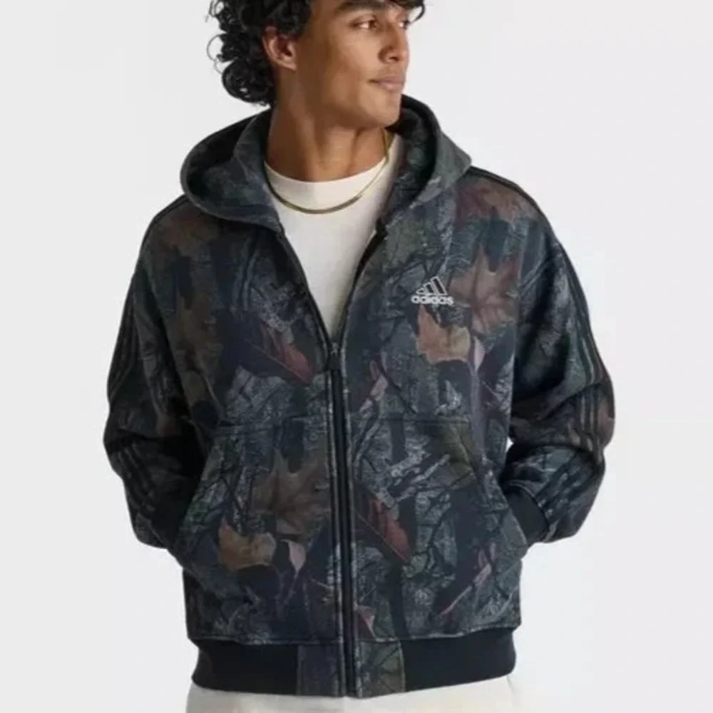 NEW Adidas Camo FZ‎ Full Zip Hoodie Jacket Mens M Track Top 3 Stripe JY2775